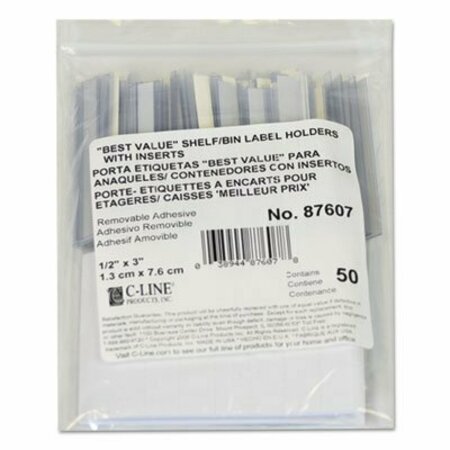 C-LINE PRODUCTS C-Line, Self-Adhesive Label Holders, Top Load, 1/2 X 3, Clear, 50PK 87607